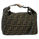 FENDI Zucca Canvas Vanity Pouch Black Brown Auth 136668-1
