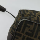 FENDI Zucca Canvas Vanity Pouch Black Brown Auth 136668-9