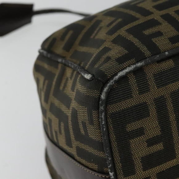 FENDI Zucca Canvas Vanity Pouch Black Brown Auth 136668