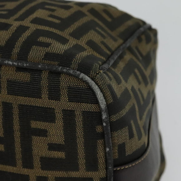 FENDI Zucca Canvas Vanity Pouch Black Brown Auth 136668
