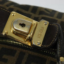 FENDI Zucca Canvas Vanity Pouch Black Brown Auth 136668-18