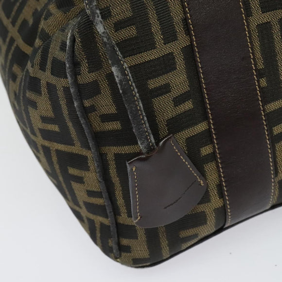 FENDI Zucca Canvas Vanity Pouch Black Brown Auth 136668