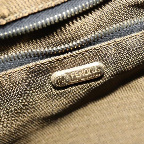 FENDI Zucca Canvas Vanity Pouch Black Brown Auth 136668