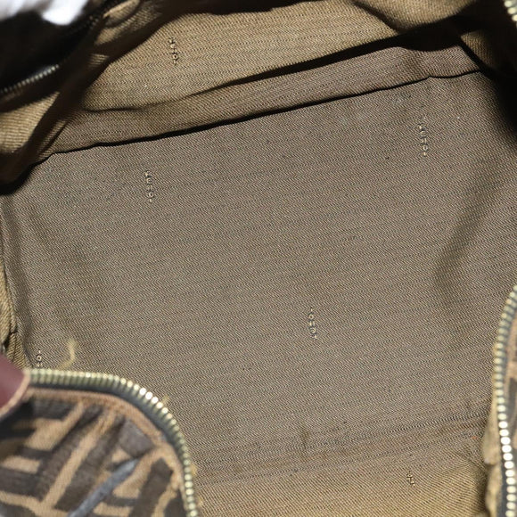 FENDI Zucca Canvas Vanity Pouch Black Brown Auth 136668