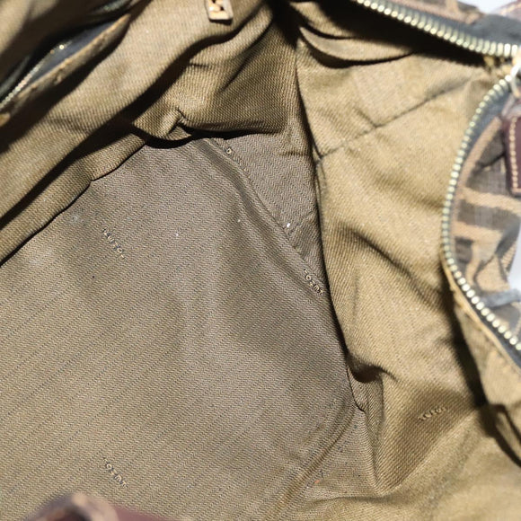 FENDI Zucca Canvas Vanity Pouch Black Brown Auth 136668