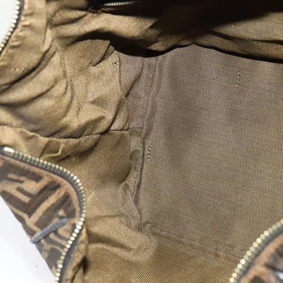 FENDI Zucca Canvas Vanity Pouch Black Brown Auth 136668