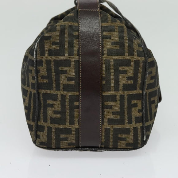 FENDI Zucca Canvas Vanity Pouch Black Brown Auth 136668