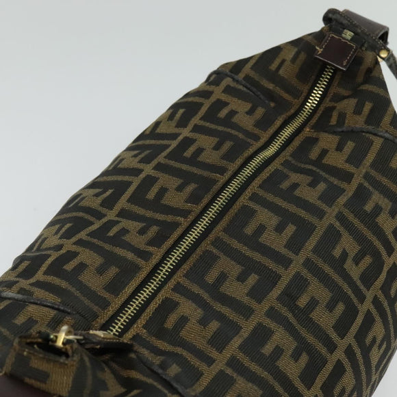 FENDI Zucca Canvas Vanity Pouch Black Brown Auth 136668
