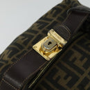 FENDI Zucca Canvas Vanity Pouch Black Brown Auth 136668-7
