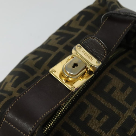 FENDI Zucca Canvas Vanity Pouch Black Brown Auth 136668