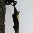 FENDI Zucca Canvas Vanity Pouch Black Brown Auth 136668-8