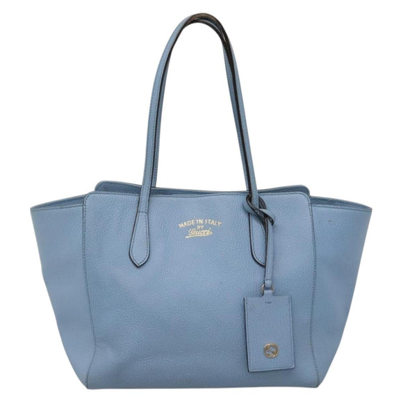 GUCCI Tote Bag Leather Light Blue 354408 Auth 136670