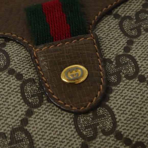 GUCCI GG Supreme Web Sherry Line Bag PVC Beige Gold 89 02 066 Auth 136671