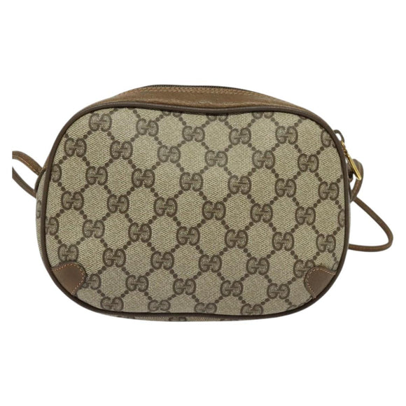 GUCCI GG Supreme Web Sherry Line Bag PVC Beige Gold 89 02 066 Auth 136671