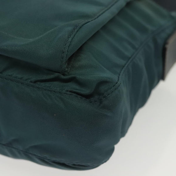 PRADA Shoulder Bag Nylon Green Gold Auth 136672