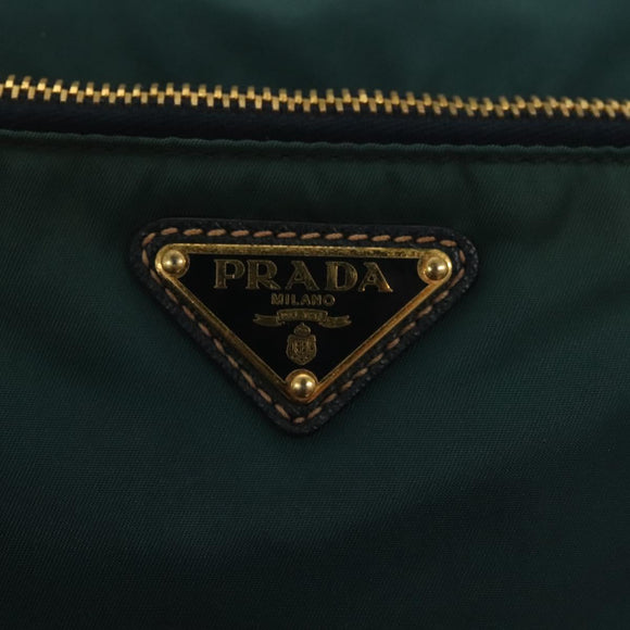 PRADA Shoulder Bag Nylon Green Gold Auth 136672