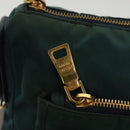 PRADA Shoulder Bag Nylon Green Gold Auth 136672-19