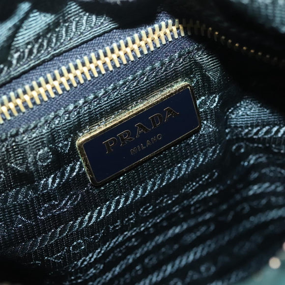 PRADA Shoulder Bag Nylon Green Gold Auth 136672