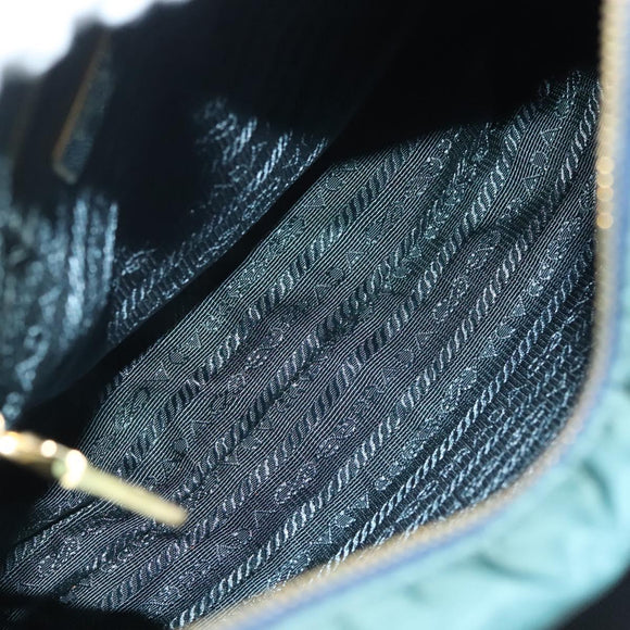 PRADA Shoulder Bag Nylon Green Gold Auth 136672