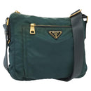 PRADA Shoulder Bag Nylon Green Gold Auth 136672-1