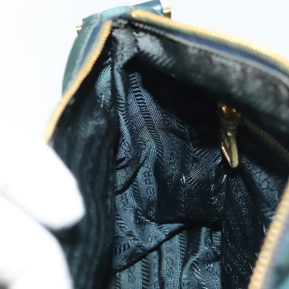 PRADA Shoulder Bag Nylon Green Gold Auth 136672