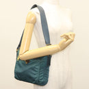 PRADA Shoulder Bag Nylon Green Gold Auth 136672-23