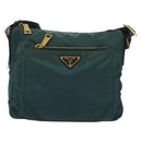 PRADA Shoulder Bag Nylon Green Gold Auth 136672-13