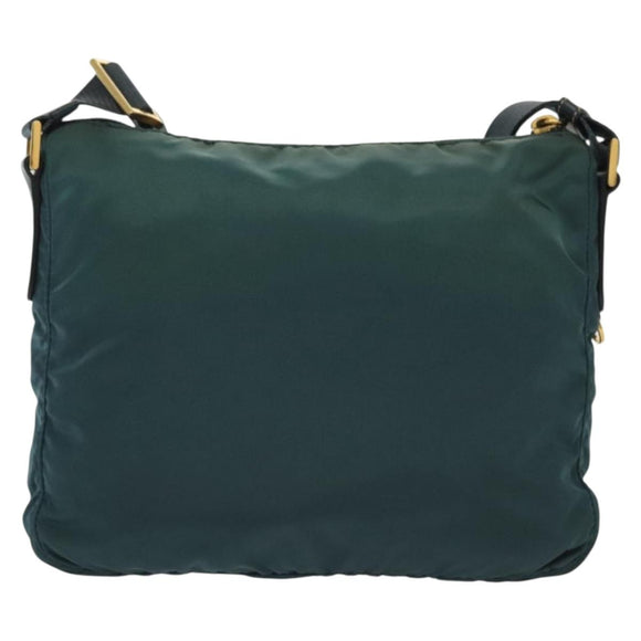 PRADA Shoulder Bag Nylon Green Gold Auth 136672