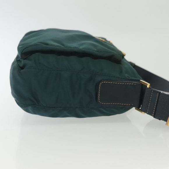 PRADA Shoulder Bag Nylon Green Gold Auth 136672