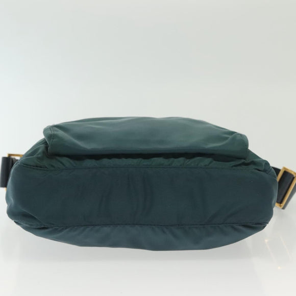 PRADA Shoulder Bag Nylon Green Gold Auth 136672