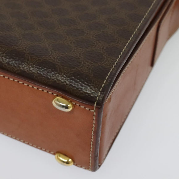 CELINE Macadam Canvas Shoulder Bag PVC Leather Brown Gold Auth 136673