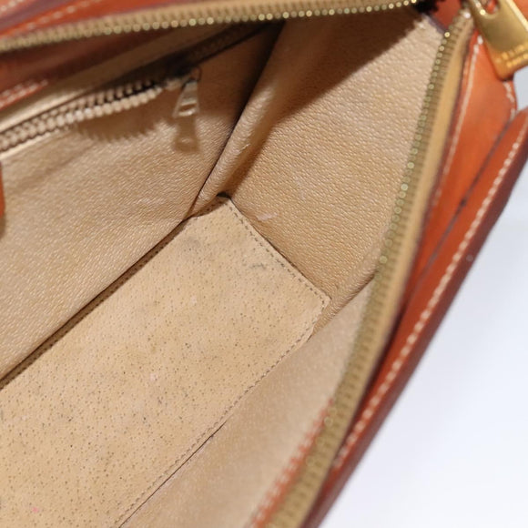 CELINE Macadam Canvas Shoulder Bag PVC Leather Brown Gold Auth 136673