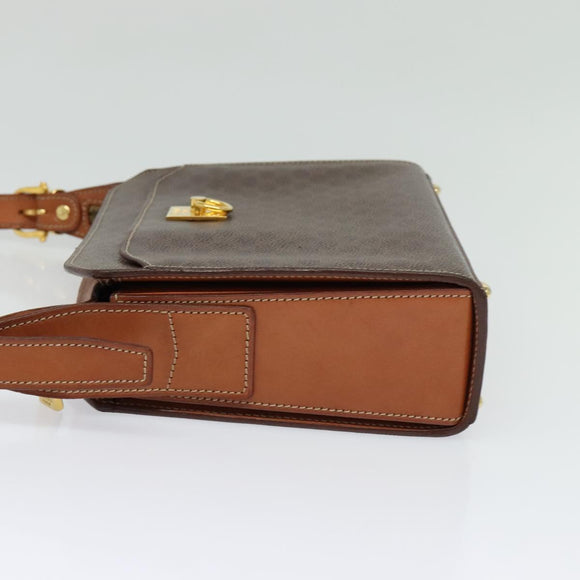 CELINE Macadam Canvas Shoulder Bag PVC Leather Brown Gold Auth 136673
