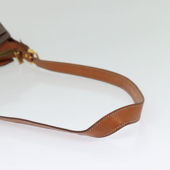 CELINE Macadam Canvas Shoulder Bag PVC Leather Brown Gold Auth 136673