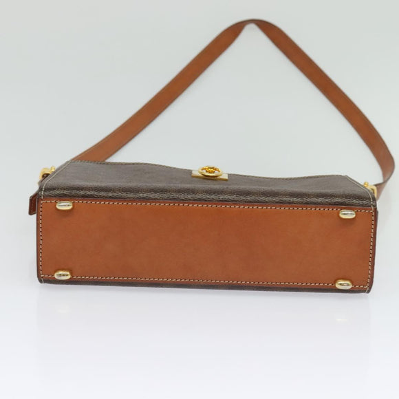 CELINE Macadam Canvas Shoulder Bag PVC Leather Brown Gold Auth 136673