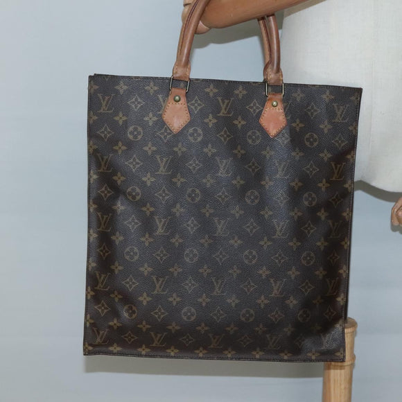 LOUIS VUITTON Monogram Sac Plat Hand Bag M51140 LV Auth 136681