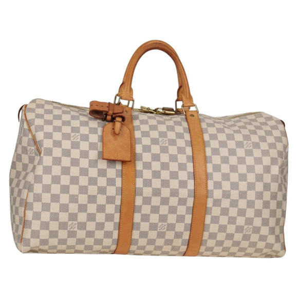 LOUIS VUITTON Damier Azur Keepall 50 Boston Bag N41430 LV Auth 136686V