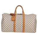 LOUIS VUITTON Damier Azur Keepall 50 Boston Bag N41430 LV Auth 136686V-13