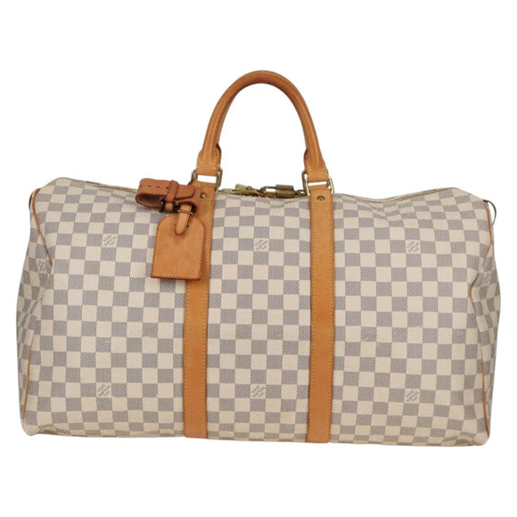 LOUIS VUITTON Damier Azur Keepall 50 Boston Bag N41430 LV Auth 136686V