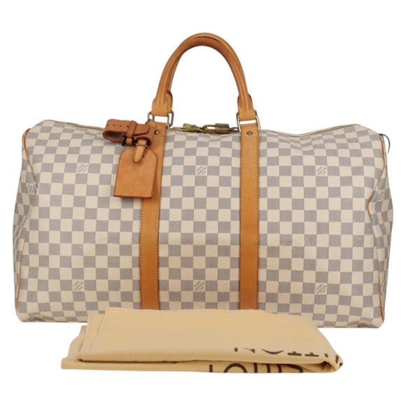 LOUIS VUITTON Damier Azur Keepall 50 Boston Bag N41430 LV Auth 136686V