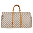 LOUIS VUITTON Damier Azur Keepall 50 Boston Bag N41430 LV Auth 136686V-2