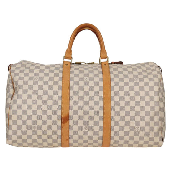 LOUIS VUITTON Damier Azur Keepall 50 Boston Bag N41430 LV Auth 136686V