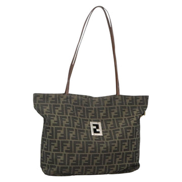 FENDI Zucca Canvas Tote Bag Brown Black Auth 136691