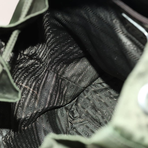 PRADA Backpack Nylon Green Silver Auth 136692