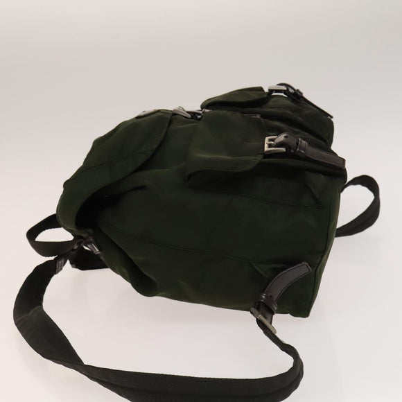 PRADA Backpack Nylon Green Silver Auth 136692