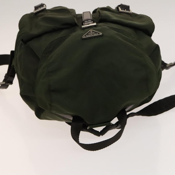 PRADA Backpack Nylon Green Silver Auth 136692