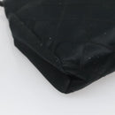 CHANEL Bicolore Clutch Bag Satin Black CC Auth 136693-16