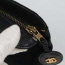 CHANEL Bicolore Clutch Bag Satin Black CC Auth 136693-9