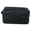 CHANEL Bicolore Clutch Bag Satin Black CC Auth 136693-13