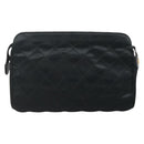 CHANEL Bicolore Clutch Bag Satin Black CC Auth 136693-2